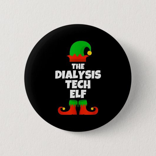 I'm The Dialysis Tech Elf Family Pajama Christmas  Ronde Button 5,7 Cm (Voorkant)