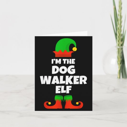 I'm The Dog Walker Elf Family Pajama Christmas Fun Kaart (Voorkant)