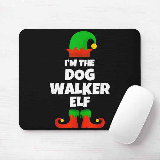 I'm The Dog Walker Elf Family Pajama Christmas Fun Muismat (Met muis)