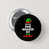 I'm The Dog Walker Elf Family Pajama Christmas Fun Ronde Button 5,7 Cm (Voorkant /achterkant)