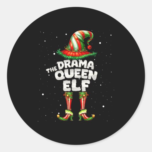 I'm The Drama Queen Elf Family Matching Group Chri Ronde Sticker (Voorkant)