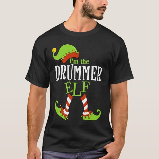 I'm The DRUMMER Elf Family Group Matching PJ Chris T-shirt (Voorkant)