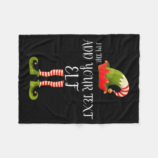 Im The Elf Add Your Text Christmas  Fleece Deken (Voorkant (Horizontaal))