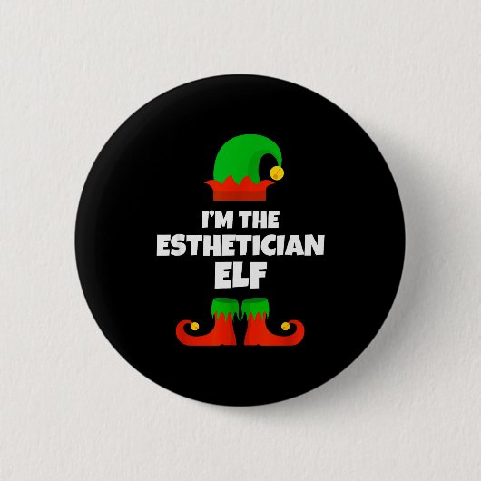 I'm The Esthetician Elf Family Pajama Christmas Be Ronde Button 5,7 Cm (Voorkant)