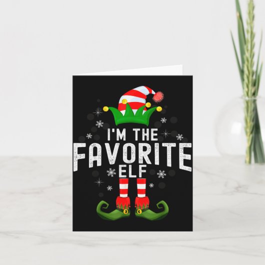 I'm The Favorite Elf Christmas Family Pjs Costume  Kaart (Voorkant)