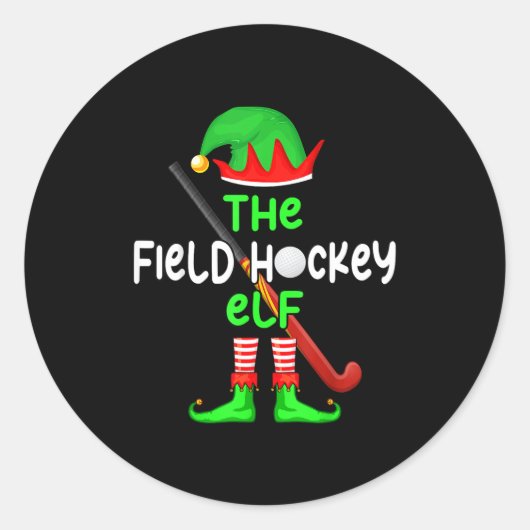 I'm The Field Hockey Elf Christmas Family Matching Ronde Sticker (Voorkant)