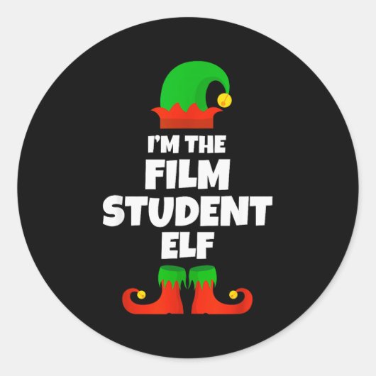 I'm The Film Student Elf Family Pajama Christmas F Ronde Sticker (Voorkant)