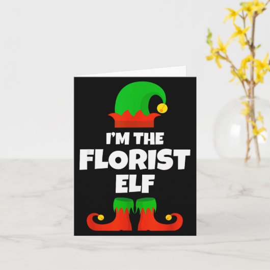 I'm The Florist Elf Family Pajama Christmas Floral Kaart (Gele Bloem)
