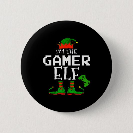 I'm The Gamer Elf Family Matching Gaming Christmas Ronde Button 5,7 Cm (Voorkant)