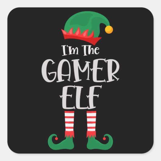 Im The Gamer Elf Matching Kerstmis Vierkante Sticker (Voorkant)