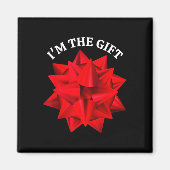 "I'm the Gift" Oversized rode strik leuke kerstgra Magneet (Voorkant)
