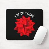 "I'm the Gift" Oversized rode strik leuke kerstgra Muismat (Met muis)