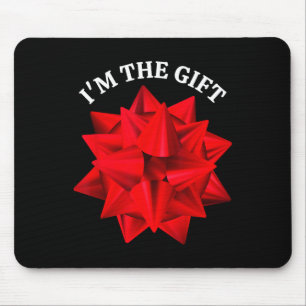"I'm the Gift" Oversized rode strik leuke kerstgra Muismat