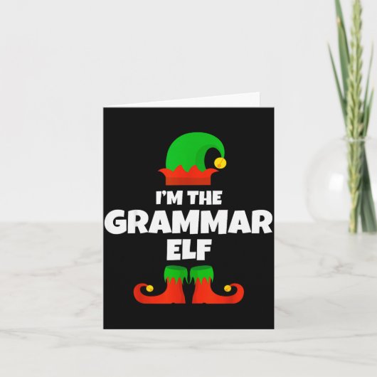 I'm The Grammar Elf Family Pajama Christmas Englie Kaart (Voorkant)