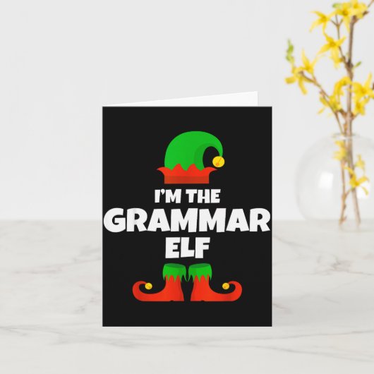 I'm The Grammar Elf Family Pajama Christmas Englie Kaart (Gele Bloem)