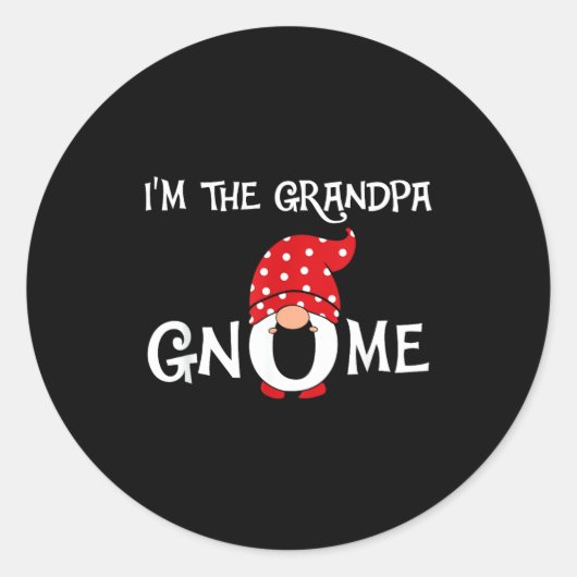 I'm The Grandpa Gnome Funny Christmas Gnome  Ronde Sticker (Voorkant)