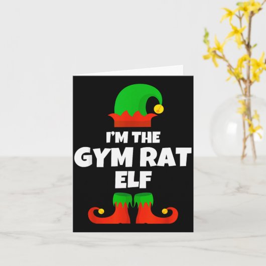 I'm The Gym Rat Elf Family Pajama Christmas Fitnes Kaart (Gele Bloem)