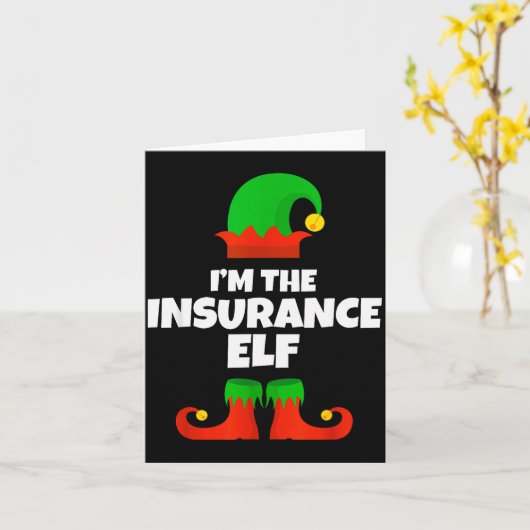 I'm The Insurance Elf Family Pajama Christmas Funn Kaart (Gele Bloem)