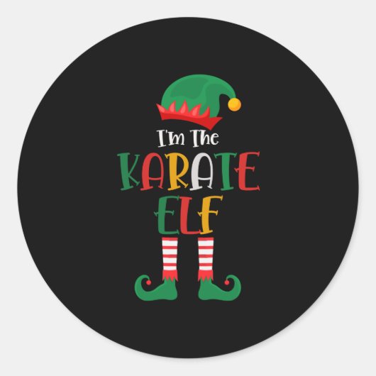 Im The Karate Elf Matching Kerstmis Ronde Sticker (Voorkant)