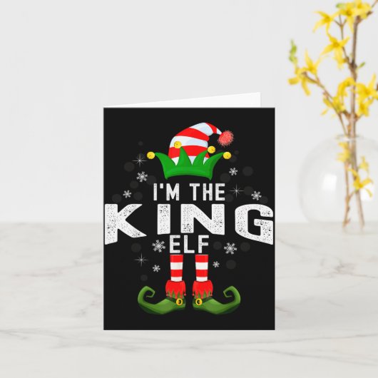 I'm The King Elf Christmas Family Pjs Costume Kaart (Gele Bloem)