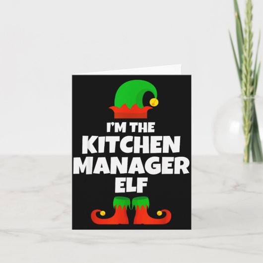 I'm The Kitchen Manager Elf Family Pajama Christma Kaart (Voorkant)