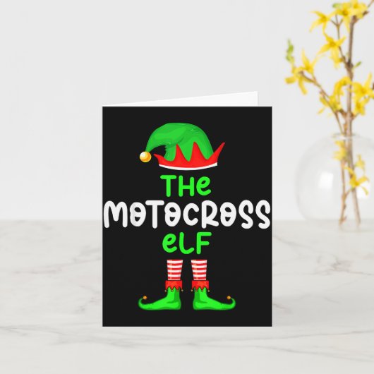 I'm The Motocross Elf Dirt Bike Christmas Matching Kaart (Gele Bloem)