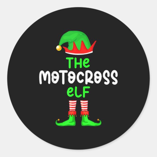 I'm The Motocross Elf Dirt Bike Christmas Matching Ronde Sticker (Voorkant)