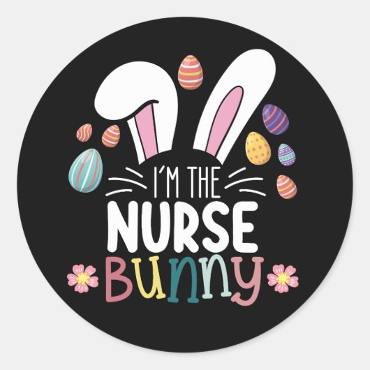I'm The Nurse Bunny Easter Matching Ronde Sticker (Voorkant)