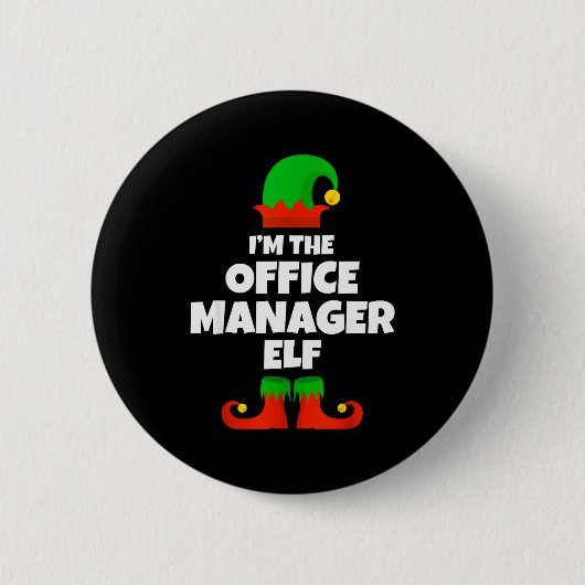 I'm The Office Manager Elf Family Pajama Christmas Ronde Button 5,7 Cm (Voorkant)