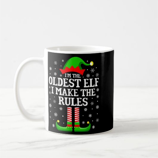 I'm The Oldest Elf Funny Christmas Family Matching Koffiemok (Links)