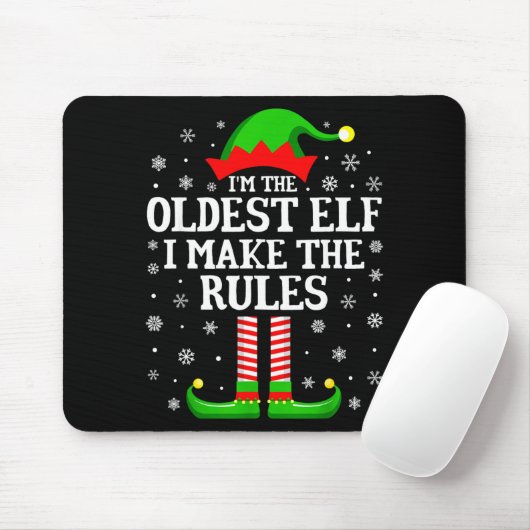 I'm The Oldest Elf Funny Christmas Family Matching Muismat (Met muis)