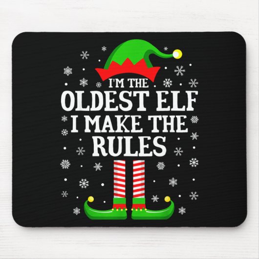 I'm The Oldest Elf Funny Christmas Family Matching Muismat (Voorkant)