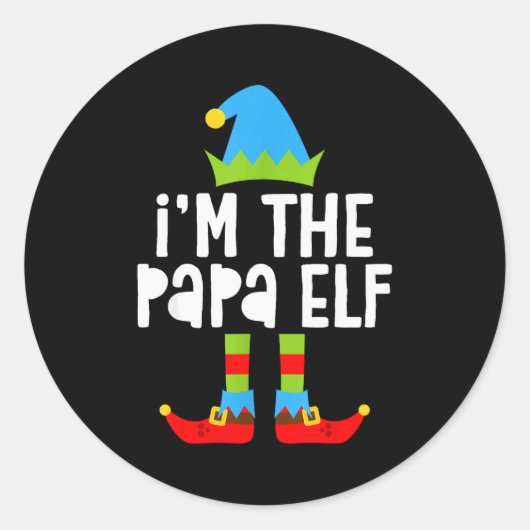 I'm The Papa Elf Shirt Men Matching Elf Papa Chris Ronde Sticker (Voorkant)