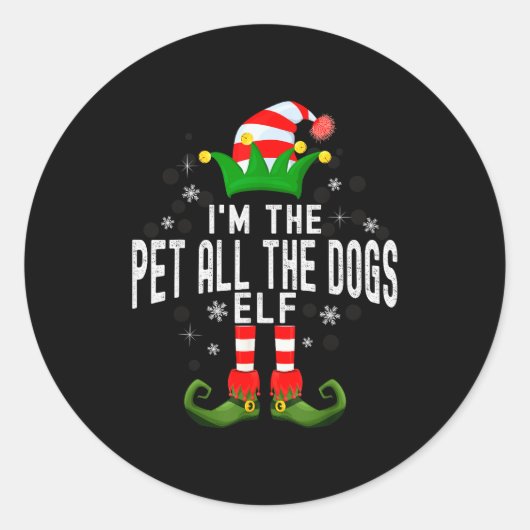 I'm The Pet All The Dogs Elf Christmas Family Pjs Ronde Sticker (Voorkant)