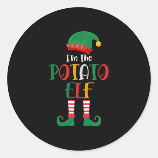 Im The Potato Elf Matching Christmas Ronde Sticker (Voorkant)