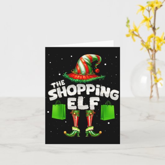 I'm The Shopng Elf Family Matching Group Christmas Kaart (Gele Bloem)