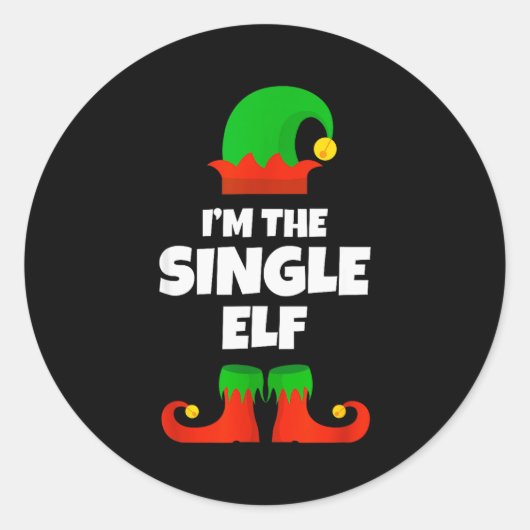 I'm The Single Elf Family Pajama Christmas Funny  Ronde Sticker (Voorkant)