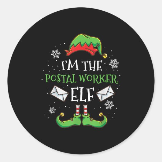 Im The Stal Worker Elf Christmas Ronde Sticker (Voorkant)