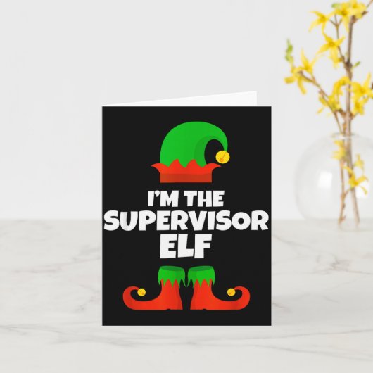 I'm The Supervisor Elf Family Pajama Christmas Fun Kaart (Gele Bloem)