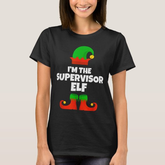 I'm The Supervisor Elf Family Pajama Christmas Fun T-shirt (Voorkant)