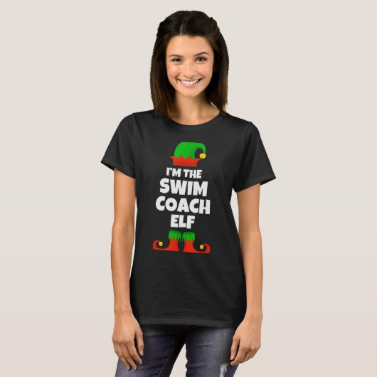 I'm The Swim Coach Elf Family Pajama Christmas Fun T-shirt (Voorkant volledig)
