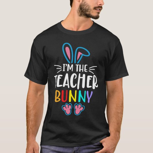 I'm The Teacher Bunny Easter Day Rabbit Family Mat T-shirt (Voorkant)