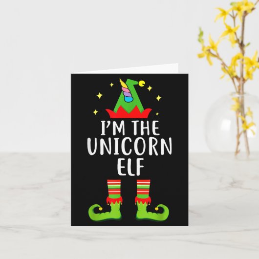 I'm The Unicorn Elf Matching Family Group Christma Kaart (Gele Bloem)