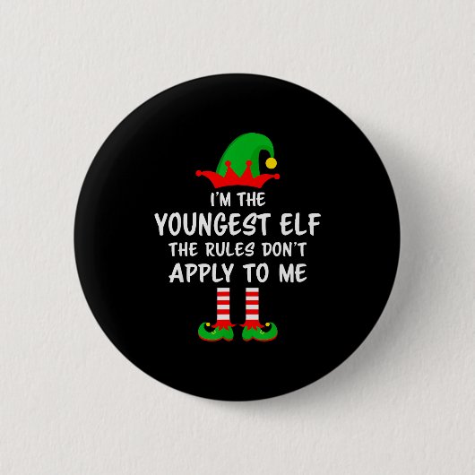 I'm The Youngest Elf Matching Family Christmas Ronde Button 5,7 Cm (Voorkant)