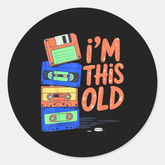 I'm This Old Funny Retro Floppy Cette Design Vinta Ronde Sticker (Voorkant)