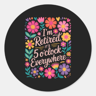 IM trok zijn 5-klok overal Boho Floral RET Ronde Sticker