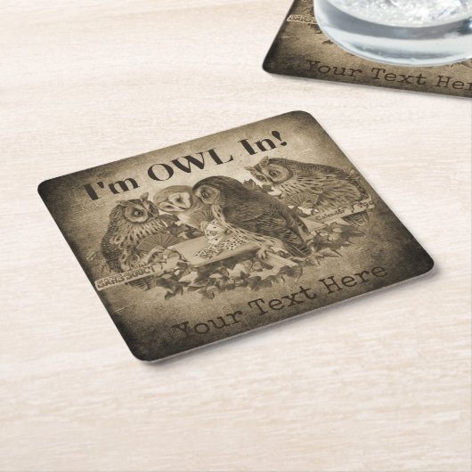 "I'm Uil In" (All In) Grappige pokeravond Kartonnen Onderzetters (Schuin)