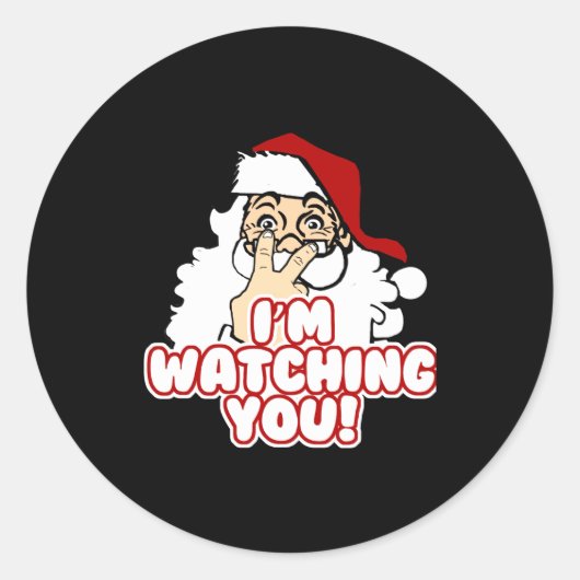 Im Watching You Christmas Santa Claus Ronde Sticker (Voorkant)