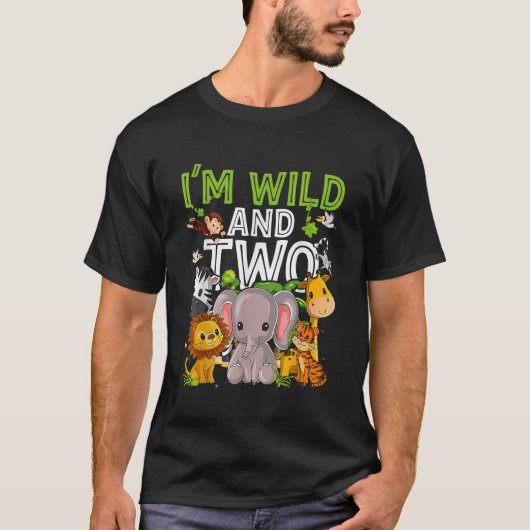 Im Wild and Two Zoo Birthday Family Safari Oerwoud T-shirt (Voorkant)