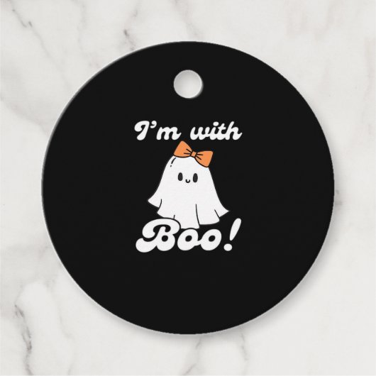 Im With Boo Funny Retro Style Bedankjes Labels (Voorkant)